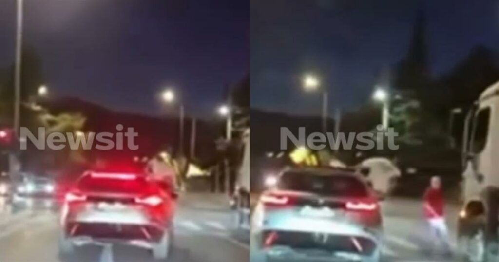 Τρόμος σε κεντρική Λεωφόρο: Οδηγός περνάει με κόκκινο και πεζός γλιτώνει στο τσακ – Ο συνοδηγός κρέμεται έξω από το παράθυρο (video)